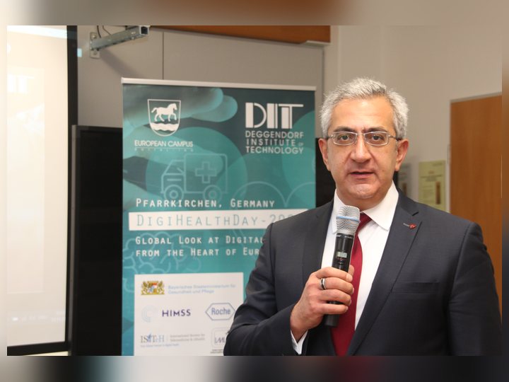 Prof. Georgi Chaltikyan delivering remarks during the hybrid programme