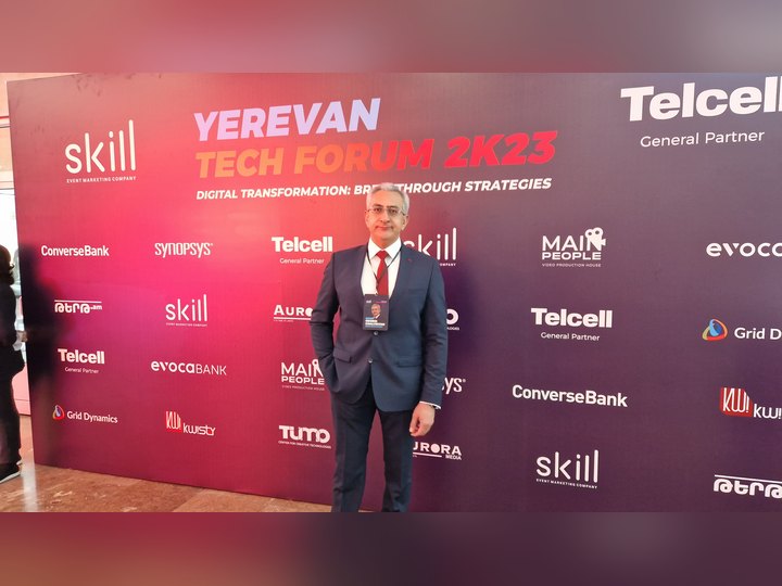 Prof. Georgi Chaltikyan during event portrait at Yerevan Tech Forum 2023