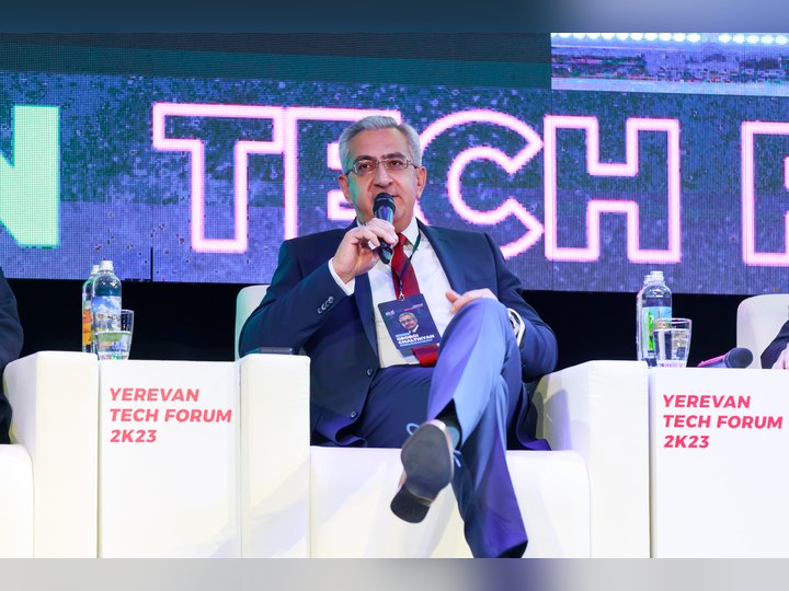 Prof. Georgi Chaltikyan during panel discussion at Yerevan Tech Forum 2023