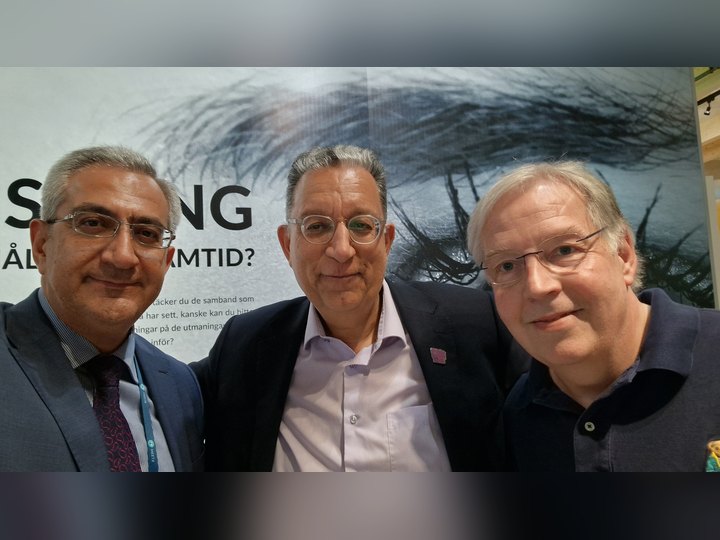 Prof. Georgi Chaltikyan during networking at MIE and Vitalis 2023
