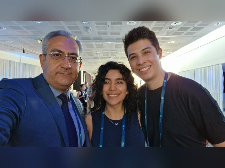 Prof. Georgi Chaltikyan with two young participants at MIE and Vitalis 2023