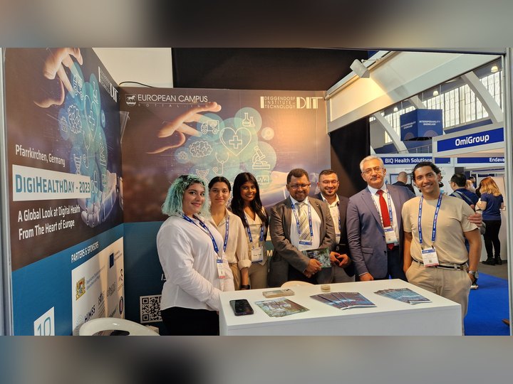 Prof. Georgi Chaltikyan during exhibition at HIMSS Europe 2023