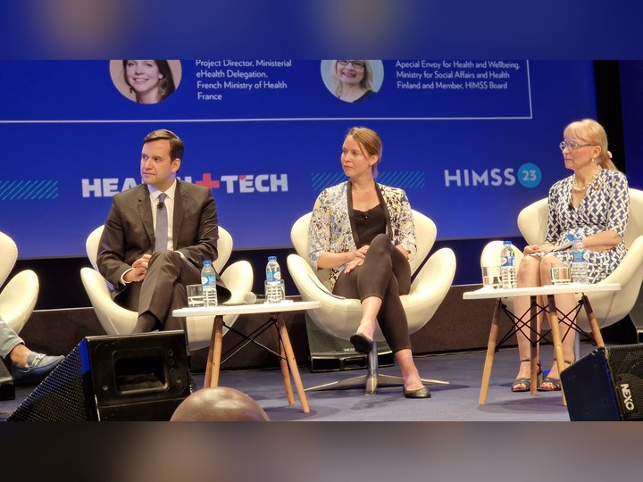 Prof. Georgi Chaltikyan during panel discussion at HIMSS Europe 2023