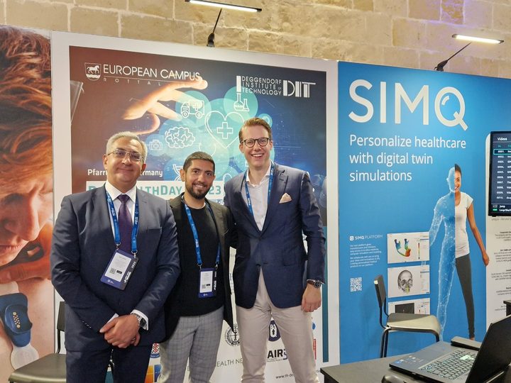 Selected photograph from MedTech World 2023, showing an event session with speakers and attendees