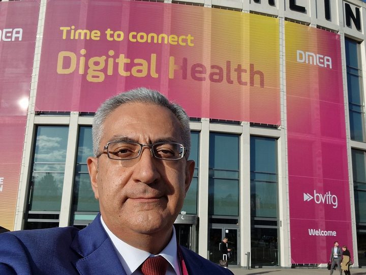 Prof. Georgi Chaltikyan outside the DMEA Digital Health venue