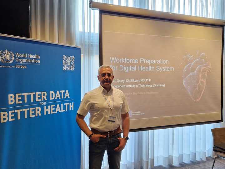 Selected photograph from WHO Digital Health Workforce Workshop, showing a professional presentation or discussion