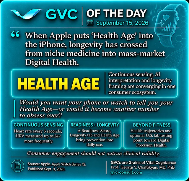 GVC of the Day, September 15, 2026: Health Age moves longevity into mass-market Digital Health.