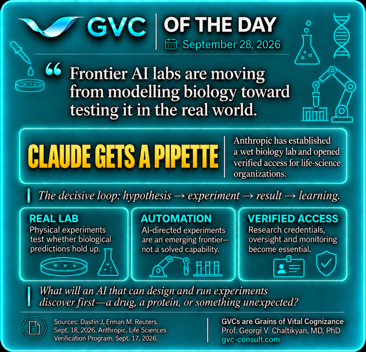 GVC of the Day, September 28, 2026: AI research moves into the wet lab.